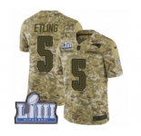 Men's Nike New England Patriots #5 Danny Etling Limited Camo 2018 Salute to Service Super Bowl LIII Bound NFL Jersey