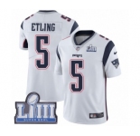 Men's Nike New England Patriots #5 Danny Etling White Vapor Untouchable Limited Player Super Bowl LIII Bound NFL Jersey