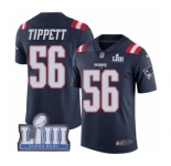 Men's Nike New England Patriots #56 Andre Tippett Limited Navy Blue Rush Vapor Untouchable Super Bowl LIII Bound NFL Jersey