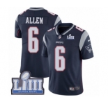 Men's Nike New England Patriots #6 Ryan Allen Navy Blue Team Color Vapor Untouchable Limited Player Super Bowl LIII Bound NFL Jersey