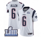 Men's Nike New England Patriots #6 Ryan Allen White Vapor Untouchable Limited Player Super Bowl LIII Bound NFL Jersey