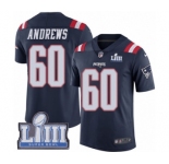 Men's Nike New England Patriots #60 David Andrews Limited Navy Blue Rush Vapor Untouchable Super Bowl LIII Bound NFL Jersey