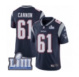Men's Nike New England Patriots #61 Marcus Cannon Navy Blue Team Color Vapor Untouchable Limited Player Super Bowl LIII Bound NFL Jersey