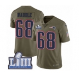 Men's Nike New England Patriots #68 LaAdrian Waddle Limited Olive 2017 Salute to Service Super Bowl LIII Bound NFL Jersey