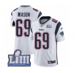 Men's Nike New England Patriots #69 Shaq Mason White Vapor Untouchable Limited Player Super Bowl LIII Bound NFL Jersey