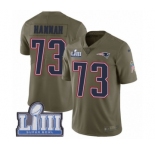 Men's Nike New England Patriots #73 John Hannah Limited Olive 2017 Salute to Service Super Bowl LIII Bound NFL Jersey
