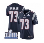 Men's Nike New England Patriots #73 John Hannah Navy Blue Team Color Vapor Untouchable Limited Player Super Bowl LIII Bound NFL Jersey
