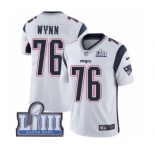 Men's Nike New England Patriots #76 Isaiah Wynn White Vapor Untouchable Limited Player Super Bowl LIII Bound NFL Jersey
