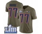 Men's Nike New England Patriots #77 Trent Brown Limited Olive 2017 Salute to Service Super Bowl LIII Bound NFL Jersey