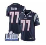 Men's Nike New England Patriots #77 Trent Brown Navy Blue Team Color Vapor Untouchable Limited Player Super Bowl LIII Bound NFL Jersey