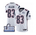 Men's Nike New England Patriots #83 Dwayne Allen White Vapor Untouchable Limited Player Super Bowl LIII Bound NFL Jersey