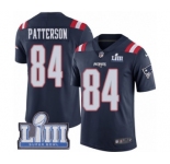 Men's Nike New England Patriots #84 Cordarrelle Patterson Limited Navy Blue Rush Vapor Untouchable Super Bowl LIII Bound NFL Jersey