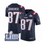 Men's Nike New England Patriots #87 Rob Gronkowski Limited Navy Blue Rush Vapor Untouchable Super Bowl LIII Bound NFL Jersey