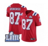 Men's Nike New England Patriots #87 Rob Gronkowski Red Alternate Vapor Untouchable Limited Player Super Bowl LIII Bound NFL Jersey