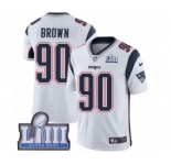 Men's Nike New England Patriots #90 Malcom Brown White Vapor Untouchable Limited Player Super Bowl LIII Bound NFL Jersey