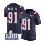 Men's Nike New England Patriots #91 Deatrich Wise Jr Limited Navy Blue Rush Vapor Untouchable Super Bowl LIII Bound NFL Jersey