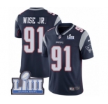 Men's Nike New England Patriots #91 Deatrich Wise Jr Navy Blue Team Color Vapor Untouchable Limited Player Super Bowl LIII Bound NFL Jersey