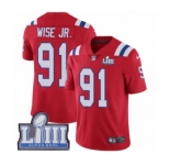 Men's Nike New England Patriots #91 Deatrich Wise Jr Red Alternate Vapor Untouchable Limited Player Super Bowl LIII Bound NFL Jersey