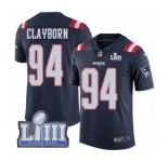 Men's Nike New England Patriots #94 Adrian Clayborn Limited Navy Blue Rush Vapor Untouchable Super Bowl LIII Bound NFL Jersey