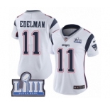 Women's Nike New England Patriots #11 Julian Edelman White Vapor Untouchable Limited Player Super Bowl LIII Bound NFL Jersey