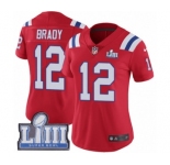Women's Nike New England Patriots #12 Tom Brady Red Alternate Vapor Untouchable Limited Player Super Bowl LIII Bound NFL Jersey