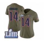 Women's Nike New England Patriots #14 Steve Grogan Limited Olive 2017 Salute to Service Super Bowl LIII Bound NFL Jersey