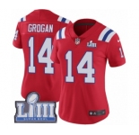 Women's Nike New England Patriots #14 Steve Grogan Red Alternate Vapor Untouchable Limited Player Super Bowl LIII Bound NFL Jersey