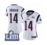 Women's Nike New England Patriots #14 Steve Grogan White Vapor Untouchable Limited Player Super Bowl LIII Bound NFL Jersey