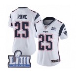 Women's Nike New England Patriots #25 Eric Rowe White Vapor Untouchable Limited Player Super Bowl LIII Bound NFL Jersey