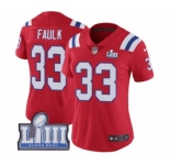 Women's Nike New England Patriots #33 Kevin Faulk Red Alternate Vapor Untouchable Limited Player Super Bowl LIII Bound NFL Jersey