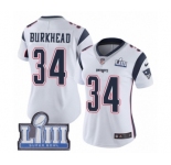Women's Nike New England Patriots #34 Rex Burkhead White Vapor Untouchable Limited Player Super Bowl LIII Bound NFL Jersey