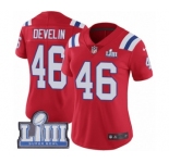 Women's Nike New England Patriots #46 James Develin Red Alternate Vapor Untouchable Limited Player Super Bowl LIII Bound NFL Jersey