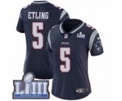 Women's Nike New England Patriots #5 Danny Etling Navy Blue Team Color Vapor Untouchable Limited Player Super Bowl LIII Bound NFL Jersey