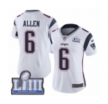 Women's Nike New England Patriots #6 Ryan Allen White Vapor Untouchable Limited Player Super Bowl LIII Bound NFL Jersey