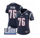 Women's Nike New England Patriots #76 Isaiah Wynn Navy Blue Team Color Vapor Untouchable Limited Player Super Bowl LIII Bound NFL Jersey