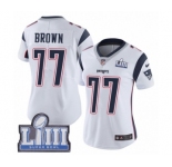 Women's Nike New England Patriots #77 Trent Brown White Vapor Untouchable Limited Player Super Bowl LIII Bound NFL Jersey