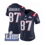 Women's Nike New England Patriots #87 Rob Gronkowski Limited Navy Blue Rush Vapor Untouchable Super Bowl LIII Bound NFL Jersey