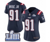 Women's Nike New England Patriots #91 Deatrich Wise Jr Limited Navy Blue Rush Vapor Untouchable Super Bowl LIII Bound NFL Jersey