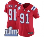 Women's Nike New England Patriots #91 Deatrich Wise Jr Red Alternate Vapor Untouchable Limited Player Super Bowl LIII Bound NFL Jersey