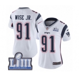 Women's Nike New England Patriots #91 Deatrich Wise Jr White Vapor Untouchable Limited Player Super Bowl LIII Bound NFL Jersey