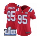 Women's Nike New England Patriots #95 Derek Rivers Red Alternate Vapor Untouchable Limited Player Super Bowl LIII Bound NFL Jersey