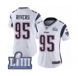 Women's Nike New England Patriots #95 Derek Rivers White Vapor Untouchable Limited Player Super Bowl LIII Bound NFL Jersey
