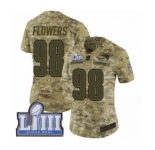 Women's Nike New England Patriots #98 Trey Flowers Limited Camo 2018 Salute to Service Super Bowl LIII Bound NFL Jersey