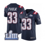 Youth Nike New England Patriots #33 Kevin Faulk Limited Navy Blue Rush Vapor Untouchable Super Bowl LIII Bound NFL Jersey