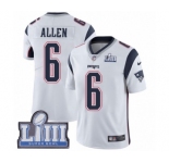 Youth Nike New England Patriots #6 Ryan Allen White Vapor Untouchable Limited Player Super Bowl LIII Bound NFL Jersey