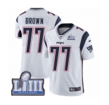 Youth Nike New England Patriots #77 Trent Brown White Vapor Untouchable Limited Player Super Bowl LIII Bound NFL Jersey
