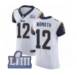 Men's Nike Los Angeles Rams #12 Joe Namath White Vapor Untouchable Elite Player Super Bowl LIII Bound NFL Jersey