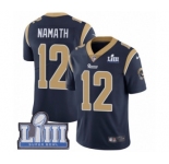 Men's Nike Los Angeles Rams #12 Joe Namath Navy Blue Team Color Vapor Untouchable Limited Player Super Bowl LIII Bound NFL Jersey