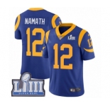 Men's Nike Los Angeles Rams #12 Joe Namath Royal Blue Alternate Vapor Untouchable Limited Player Super Bowl LIII Bound NFL Jersey