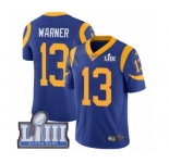 Men's Nike Los Angeles Rams #13 Kurt Warner Royal Blue Alternate Vapor Untouchable Limited Player Super Bowl LIII Bound NFL Jersey